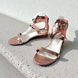 Maison Martin Margiela Rose Gold Cracked Metallic Leather Sandals EU 39.5